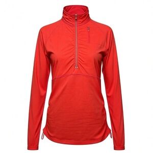 Athleta Alacrity Half Zip light weight jacket in Neon Coral Orange Size Small